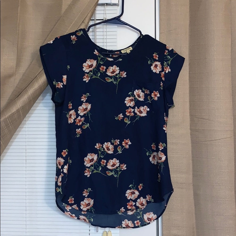 Navy floral blouse